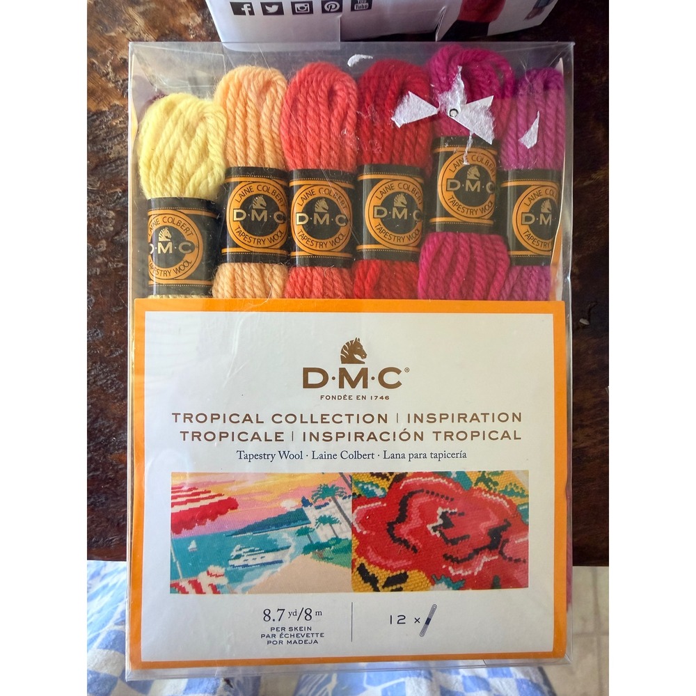 DMC Tapestry Wool 12pk Tropical Collection New Sealed Multicolor 100%Wool Craft